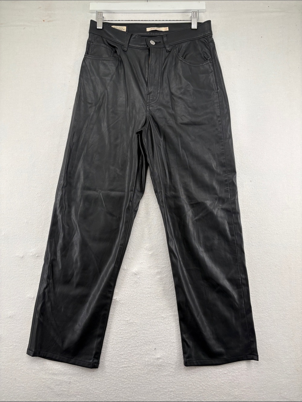 Levi's Black Straight-Leg Women's Vegan Leather Jeans - Size 27